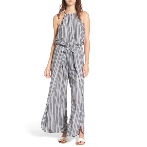 NWOT! Mimi Chica Striped Linen Jumpsuit - Picture 4 of 8